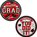 Graduation Party Supplies Dinnerware Set red Disposable dinner paper plates dessert paper plates and Napkins for Congrats Grad Party Decorations, Serve 50