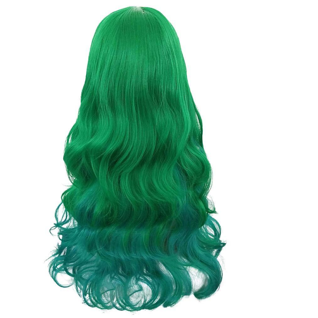 Rbenxia Curly Cosplay Wig Long Hair Heat Resistant Spiral Costume Wigs (Gradient Green)