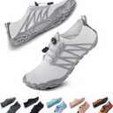 SEEKWAY Water Shoes Men Women Adult Quick-Dry Aqua Sock Barefoot for Beach Swim River Pool Lake Hiking Kayaking Surfing (1a-407 White) 10 Women/8 Men