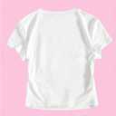 RoseSeek Girl's Graphic Tee Crew Neck Letter Bow Print Crop Tops Casual Cute Short Sleeve T Shirt (White)