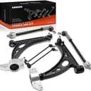 A-Premium Set of 8, Lower Control Arm with Ball Joint, Sway Bar Link, Inner Outer Tie Rod End, Compatible with Volkswagen Jetta 06-14, Eos 07-14, Golf 10-14, GTI 07-13, R32 08, Audi A3 (Quattro) 06-09