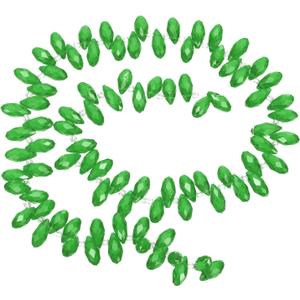PATIKIL 2 Strands 180-190Pcs Teardrop Crystal Beads, 12x6mm Faceted Teardrop Briolette Horizontal Glass Beads Loose Bead for Bracelet Jewelry Making, Grass Green