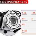 4WD 515036 (Pair) Front Wheel Hub and Bearing Assembly Fit for Cadillac Escalade EXT, for Chevy Avalanche 1500, for Express 2500, for Silverado 1500, for GMC Savana 1500 6Lugs W/ABS