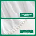 Biscaynebay Wrap Around Bed Skirts with Pompom for King Beds 15" Drop, White Adjustable Elastic Dust Ruffles Easy Fit Wrinkle & Fade Resistant Silky Luxurious Fabric Machine Washable