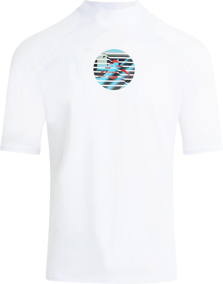 Kanu Surf Mens Mercury UPF 50+ Short Sleeve Sun Protective Rashguard Swim Shirt (Medium, Hyper White)