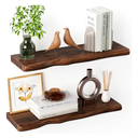 Floating Shelves for Wall Rustic Farmhouse 24 Inch Floating Shelf Bathroom Wooden Shelves for Wall Mounted Live Edge Pine Wall Shelf with Unique Natural Grain for Living Room Bedroom Kitchen (Walnut)