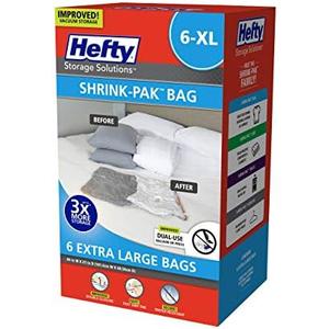 Hefty Shrink-Pak – 2Extra Large Vacuum Seal Storage Bags – Space Saver Bags for Clothing, Pillows, Towels, or Blankets, 2 x XL Bags