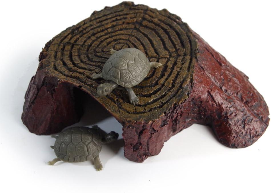 Reptiles Turtle Accessories Basking Platform Terrace Island Cave Hide Dodge Hole Made of Resin (Stump Cave)