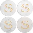 Mary Square Monogrammed S Gold Foil 4 inch Marble Round Coasters Set of 4