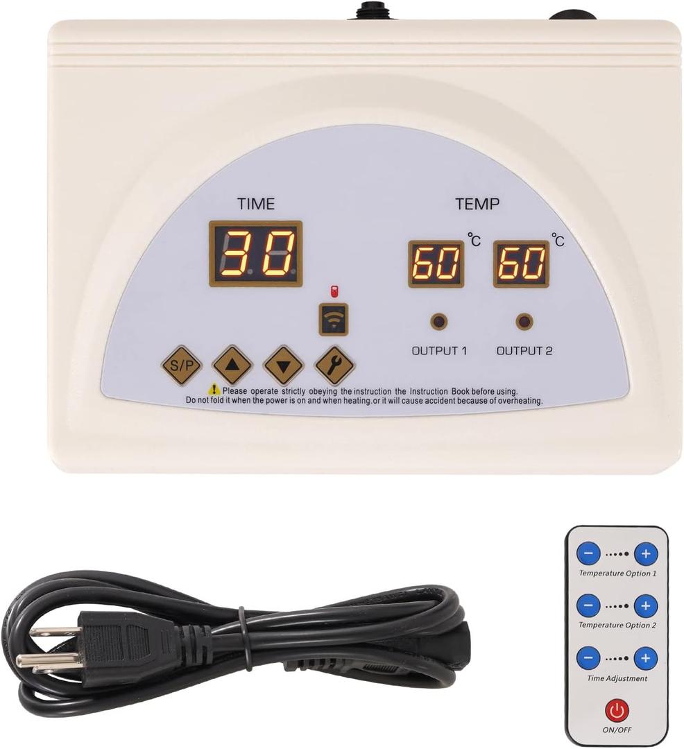 Infrared Sauna Blanket Controller, Digital Heat 2 Zone Sauna with Remote Control, Professional Detox Anti Ageing Beauty Machine, Sauna Blanket Replacement Parts (NOT Included Blankets) (white)