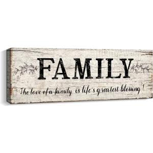 Family Signs Wall Decor Quote Words Wall Plaques Family Framed Wall Art Vintage Retro Artwork Decoration for Bedroom Living Room Home (6 X 17 inch)