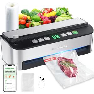 Vacuum Sealer Machine, Beelicious® 85KPA Fully Automatic 8-IN-1 Food Sealer with Bags Storage, Build-in Cutter, Moist Mode and Air Suction Hose | Digital Countdown | Sous Vide