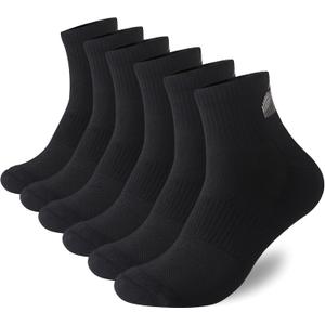 Wildarms Men's 6-Pack Running Socks - Cotton Ankle Socks with Arch Support, Cushioned & Breathable for Sports & Hiking (US, Numeric, 8, 10, Regular, Regular, 6, Black6)