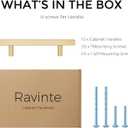 Ravinte 5 Pack Brass 4 Inch Hole Center Champagne Gold Handles Square Cabinet Hardware Stainless Steel Pulls for Kitchen Cupboard Drawers 6-3/8 Inch Overall Length
