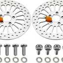 11.5'' 2 Piece Front Brake Rotor for Harley Davidson Touring Softail Sportster Dyna Early Super Glide,Mirror-Polished Vibration Proof Hardened Stainless Steel Rotors Motorcycle Models