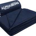 AlphaBeing Waterproof Outdoor Blanket with Merino Wool, Extra Thick Warm, Windproof, Packable Stadium Blankets for Cold Weather, Camping Gift, Pet, Car, Picnic, Concerts, 79" x 59", Navy