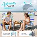 5-Position Reclining Backpack Beach Chair with Canopy Headrest Cooler Bag Cup Holder Towel Bar Storage Pouch Wooden Armrests Aluminum Frame Supports 400 lbs Foldable for Adults Camping Travel