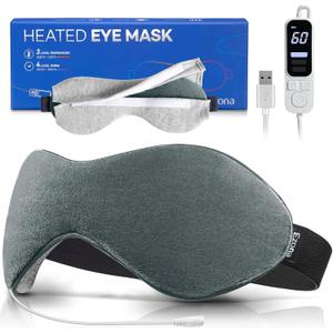 Ezona Heated Eye Mask, Warm Eye Compress Mask for Dry Eyes, USB Electric Eye Heating Pad with Temperature & Timer Control, Dry Eye Mask for Blepharitis, Sinus Migraine (Gray)