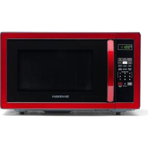 Farberware 1.1 Cu. Ft. Countertop Microwave Oven  1000 Watts Power, Auto Cook Settings, Defrost, Easy Clean and Child Safety Lock - Metallic Red