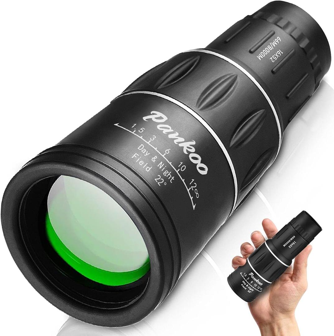 16X52 Monocular Telescope High Powered for Adults, 2023 Power Prism Compact Monoculars for Adults,HD Monocular Scope for Gifts, Outdoor Activity,Bird Watching,Hiking,Concert,Travelling (Black)