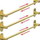 Towel Bar, Adjustable 14.4inch - 25.2inch Towel Rack, Self Adhesive & Wall Mounted for Bathroom Kitchen Hand Towel Holder Cloths Hanger SUS 304 Stainless Steel Single Bar (3, Gold)
