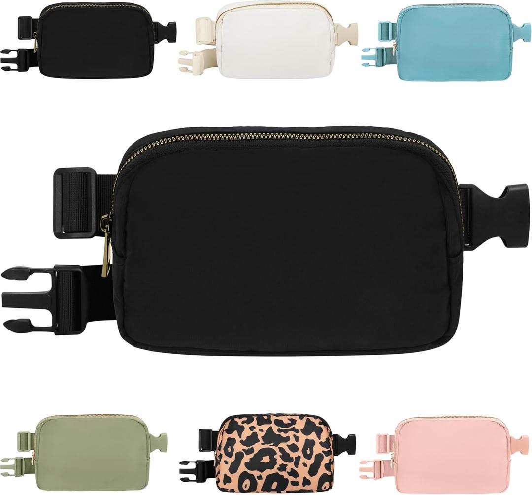 2 x VKIOIP Unisex Fanny Pack Waist Belt Bag with Adjustable Strap,Hands Free Crossbody Fanny Bag with Zipper for Woman and Man,for Hiking,Running,Sports Gifts(Black)