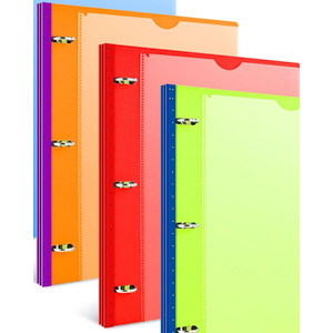 INFUN Telescoping 3 Ring Binder - 2PCS, Flexible Round Binder with Customizable Front Cover and Clear Catalog Pocket, Holds 8.5x11 inch Paper- Green, Red, Orange, Blue (0.75 Inch)