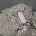 ReyyNio Heated Electric Blanket 62"x84" Twin Size, Soft Coral Fleece Blanket with 4 Heating Levels & 10 Hours Auto-Off, Fast Heating, Warm Cozy, Machine Washable for Home & Office - Light Brown