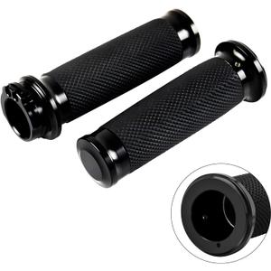 PBYMT 1" Motorcycle Hand Grips Black Cable Throttle Handlebar Grips Compatible with Harley Touring Honda Yamaha Suzuki Kawasaki