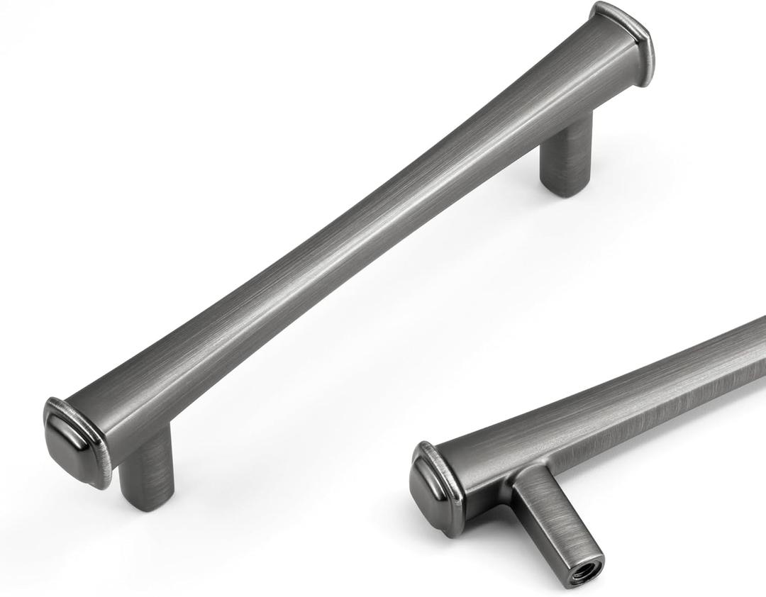 HESTIA HARDWARE 10 Pack 3 3/4 Pewter Cabinet Pulls, Simply Modern Kitchen Cabinet Handles and Cabinet Hardware | 96mm Antique Silver Cabinet Pulls, Drawer Pulls and Knobs, Drawer Handles (Z21.10.B)