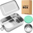 SUTETLW Stainless Steel Bento Box (1500ML) Lunch Box Metal Bento Box Stainless Steel Lunch Container Bento Boxs 3 Compartment Packing Box for Work Lunch