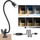 LED Reading Light for Bed Headboard  Dimmable Clip-On Book Light with Flexible Gooseneck, Adjustable Color Temperature (3000/4000/6000K), USB-Powered Desk Lamp for Dorms and Home (Black)