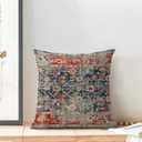 Boho Pillow Covers 20x20 Set of 2, Carpet Rug Design Decorative Navy Blue Red Boho Throw Pillows Linen Farmhouse Bohemian Cushion Pillow Covers for Sofa Couch Outdoor Decor