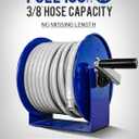 MEKOH Pressure Washer Hose Reel 100FTx3/8, 200FTx1/4 Manual Power Washer Hose Reel with M22 14mm Fitting,4500PSI Heavy Duty Hose Reel for Water,High Pressure Metal Reel with Wall/Van/Trailer Mount