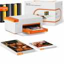 Liene Amber M110 Bluetooth Photo Printer 80 Sheets, Portable Photo Printer for iPhone, Thermal Dye Sublimation, Picture Printer 60 Sheets 4x6 Paper & 20 Sheets 3" Square Sticker Paper & 2 Cartridges