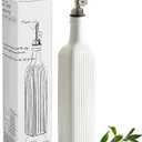getstar 18 oz Olive Oil Dispenser Bottle for Kitchen, Ceramic Oil Bottle with Automatic Stainless Steel Pourer (White)