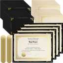 Fainne 100 Sets Certificate Paper Kit Single Sided Awards Holder with Foil Border for 8.5 X11 Certificate Covers Foil Award Seals Stickers Diploma Covers (Black)