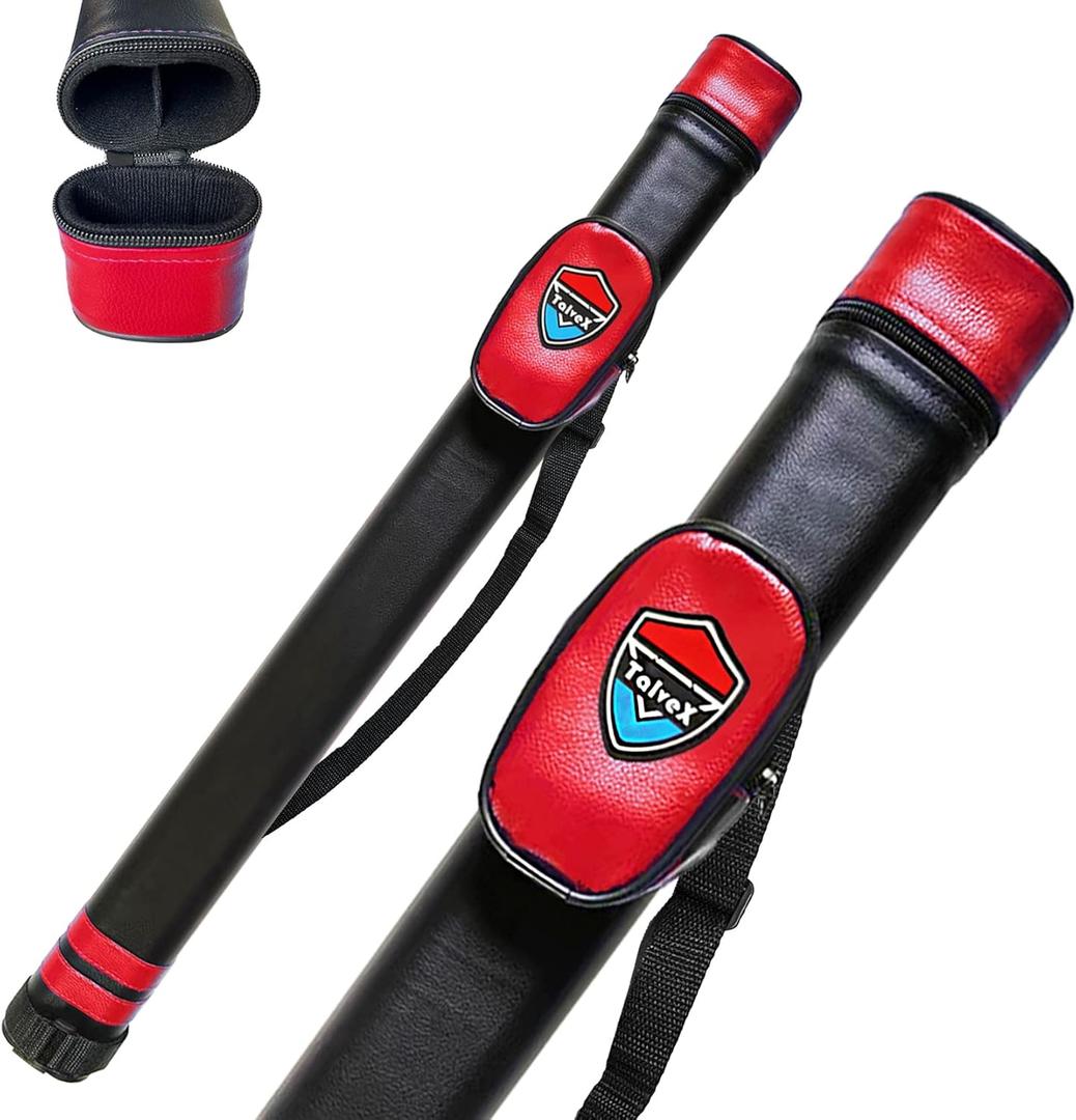 1x1 Hard cue case Pool Cue Billiard Stick Carrying Case(Holds 1 Butt/1 Shaft) (T02-Red)
