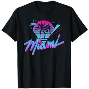 Miami - Palm Trees - Vaperwave Synthwave 80s Style Retro T-Shirt 2XL