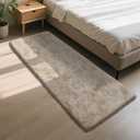 Soft Runner Rugs for Bedroom, Beige 2x6 Area Rugs Fluffy Rug Shaggy Area Rug Carpet, Bedside Rug for Living Room Bedroom Kids Room Home Decor 100"x 24"