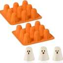 Ghost Silicone Mold, 2 Packs Halloween Silicone Ghost Molds, 9-Cavity Cute Ghost Mold for Jelly Gummy Candy Cake, Halloween decorations