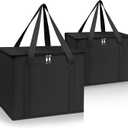 PEASUG 2 Pack Insulated Bags for Food Delivery, XL Pizza Delivery Bags, Large Capacity Cooler Bag Keep Food Warm for Grocery Shopping and Catering, Foldable, Heavy-Duty (Black)