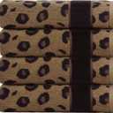 COTTON CRAFT Hand Towels - Set of 4 Animal Print Cheetah Leopard Africa Safari Decorative Hand Towel - 100% Cotton Jacquard Luxury Guest Towel - Soft Quick Dry Absorbent Bathroom Face Towel - 16 x 28 (4 Pack Hand Towel)