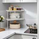 Stackable Metal Kitchen Cabinet Organizer,Kitchen Corner Shelf with Non-Slip Mat,Bathroom Organizer,Storage Shelf for Cabinet/Bathroom/Countertops/Utensils