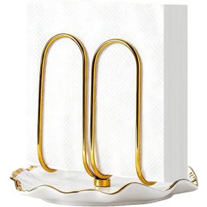 Modern Standing Napkin Holder for Table Ceramic Gold Napkin Holders for Christmas Paper Napkins Xmas Cocktail Tissue Dispenser,Servilleteros para Mesas for kitchen, dining, counter tops, outdoors