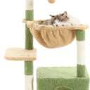 Cat Tree for Indoor Cats, 39.8-inch Cat Tower with 2 Plush Perches for Play & Rest, 1 Cozy Hideaway, Dangling Toy & Full Sisal Scratching Posts for Small Cats, Green