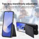 Wallet Case for Samsung Galaxy Z Flip 7 with 3 Card Slots Holder and Ring, Luxury PU Leather Kickstand Shockproof Protective Cover for Galaxy Z Flip7 LZQB Black
