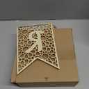 SmoothNovelty 2 Pcs Eid Ramadan Mubarak Banner Wooden Decoration Rustic Bead Muslim Party Decor Supplies for Home Fireplace Indoor Outdoor (White Letter)