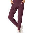 G Gradual Women's Joggers High Waisted Yoga Pants with Pockets Loose Leggings for Women Workout, Athletic, Lounge (Maroon, Large)