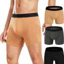 Men's Incontinence Underwear, Leak Proof Washable Reusable Bladder Control Protective Boxer Briefs High Absorbency 3 PackMulticolor, Large (Nude&dark Grey&Black)